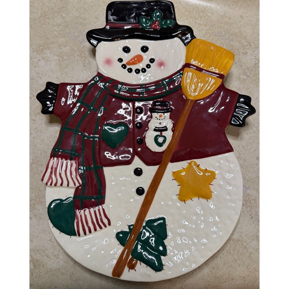 Palm Tree Co Happy Holidays Snowman Plate LARGE
